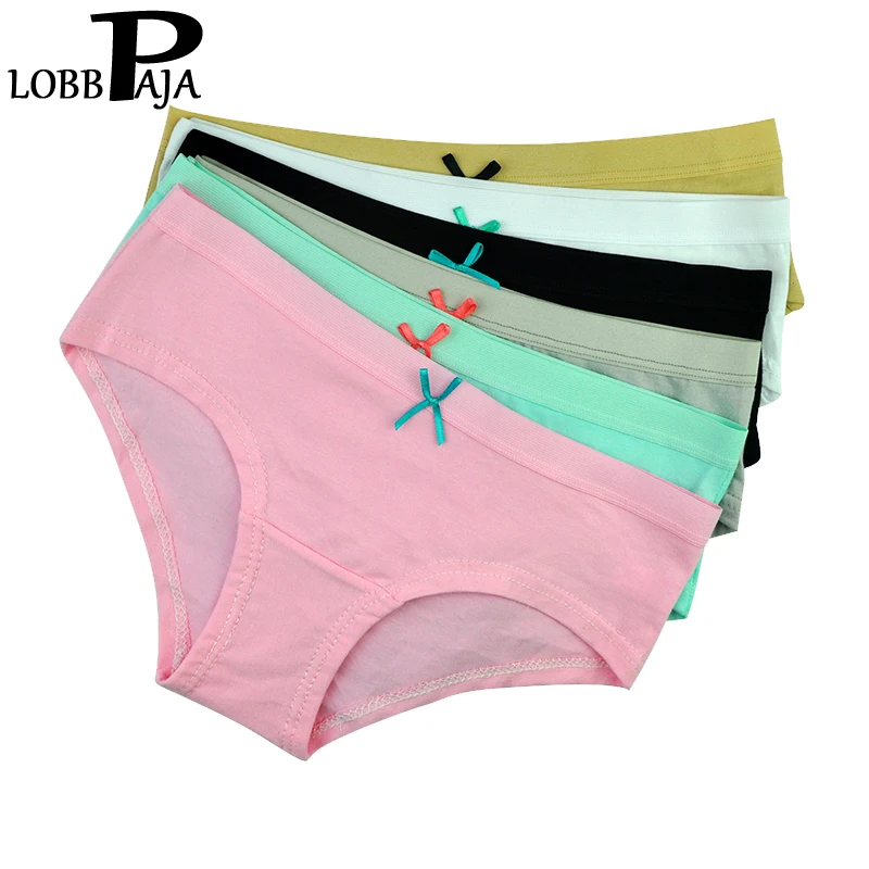 Женские трусики с низкой посадкой LOBBPAJA хлопковые однотонные бантом 6 шт./лот L368 |