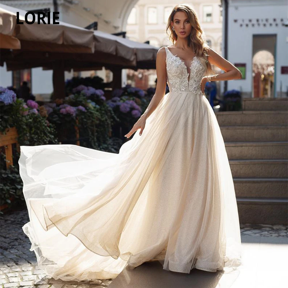 LORIE 2020 сексуальные свадебные платья с глубоким v образным вырезом без рукавов