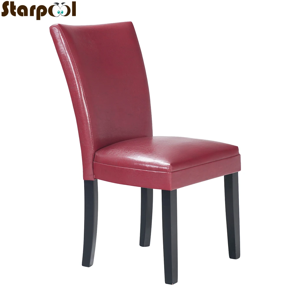 

2 PCS Red Dining Chairs Living Cafe Room Dining Room Home Bar Nordic Style Modern Leather Durable High Quality Lounge Chair