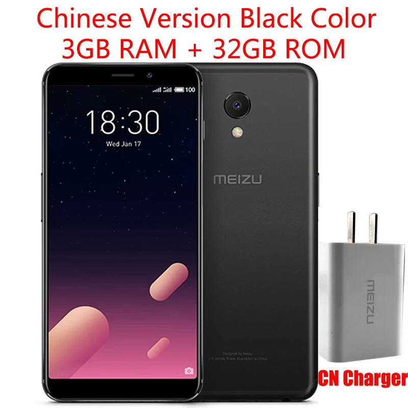 Meizu M6s, сеть 4G LTE, мобильный телефон, 3 Гб оперативной памяти, 32/64 Гб глобальная прошивка, Exynos 7872 шестиядерный 5," полный экран 16.0MP, определение отпечатка пальца - Цвет: CN Black 3GB 32GB