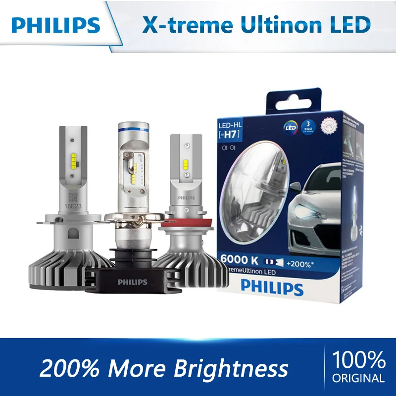 Светодиодная лампа Philips X tremeUltinon светодиодный H4 H7 H8 H11 H16 HB2 HB3 HB4 9003 9005 9006