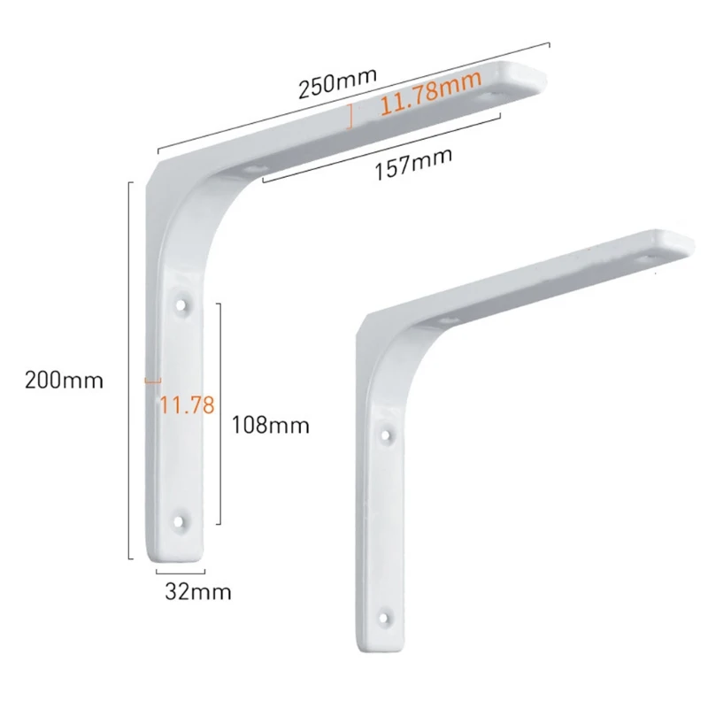2 шт. кронштейны для полки утолщенные железные L-образные прямоугольные