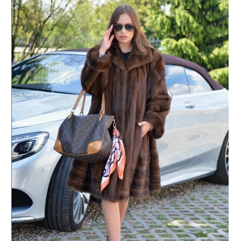 BFFUR 2020 New Real Mink Fur Coats For Women Winter Outwear Thick Warm Luxury Jacket Wholeskin Mink Fur Female Coat High Quality
