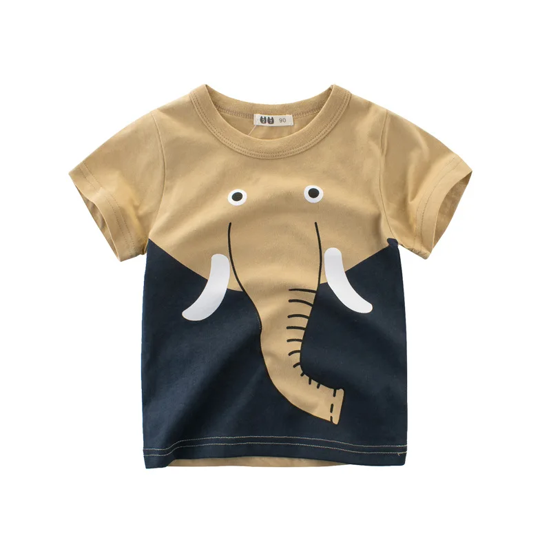 OLEKID 2022 летние Мультяшные футболки для мальчиков с динозаврами коротким рукавом - Фото №1
