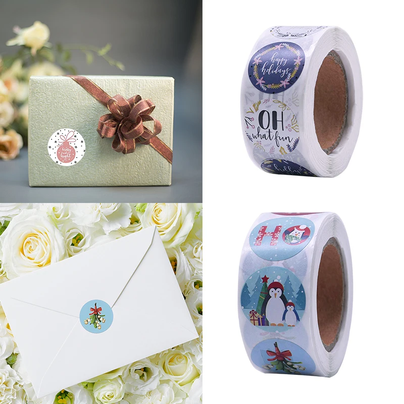 

500Pcs Christmas Theme Series Badge Stickers Seal Label DIY Scrapbooking Candy Bag Gift Box Envelope Adhesive Labels Sticker