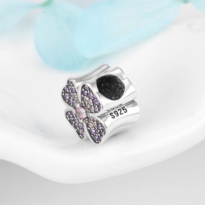 2018 Горячая 925 стерлингового серебра фиолетовый цветение персика в виде цветочных