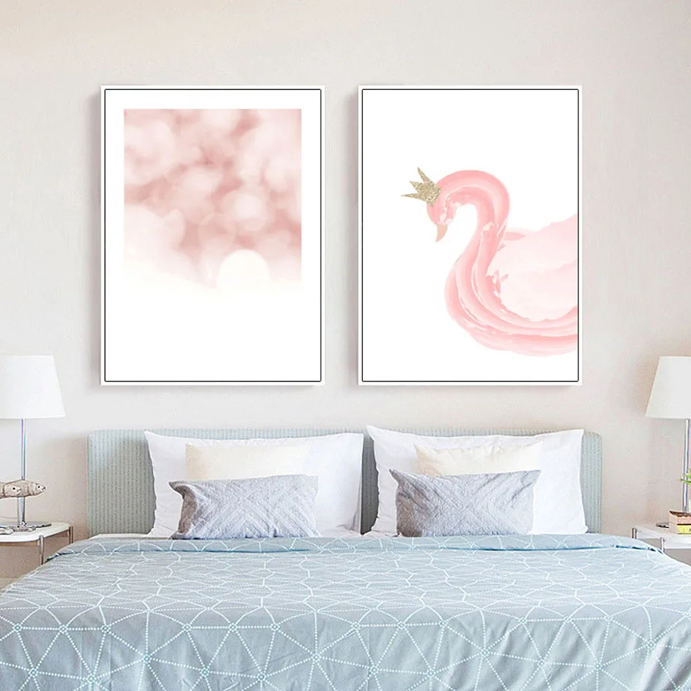 Домашний декор скандинавский плакат цветочный принт розовый Фламинго настенный