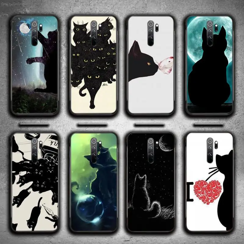 

Cute Black Cat Phone Case For Redmi 7 8 9 A K20 30 Pro Note 8 9 Pro 9s