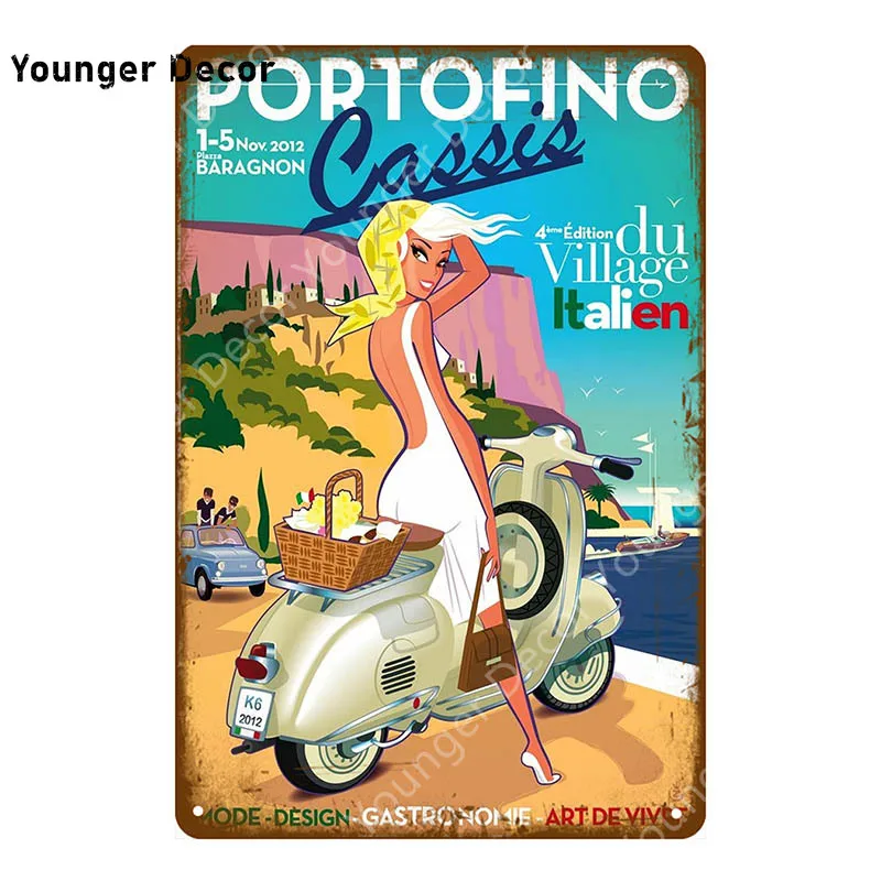 Европейский автомобильный гараж металлический знак итальянский скутер Vespa