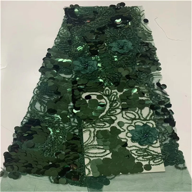 Новинка 2019 яркая кружевная ткань из нигерийского тюля золотого цвета с бусинами