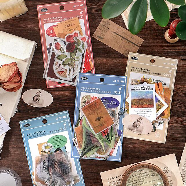 

40 pcs/lot PET Material Sticker Pack Letters from artists Series Vintage Art Plant Handbook Decoration Accessories(ss-568)