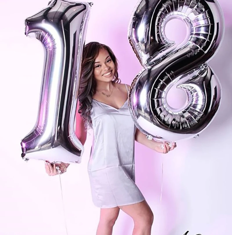 Большие воздушные шары из фольги в виде цифр для праздника свадьбы дня рождения
