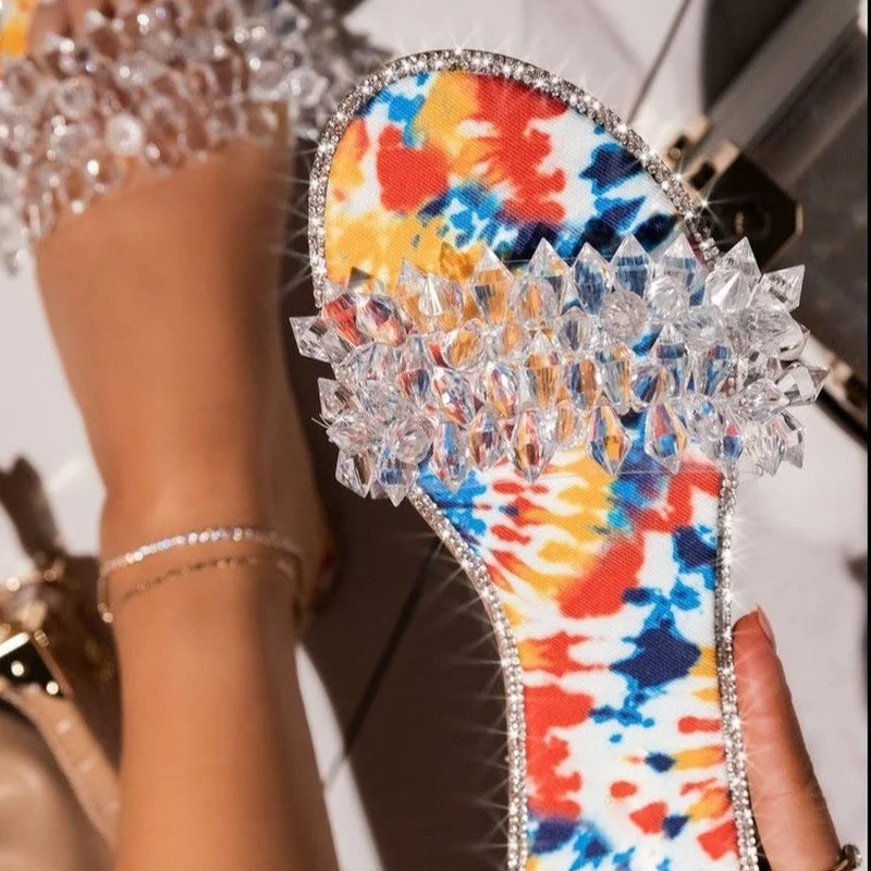 

Glitter Slippers Women Summer Sandals 2021 Fashion Bling Female Candy Color Flip Flops Beach Diamond Flat Shoes Outdoor Sandals
