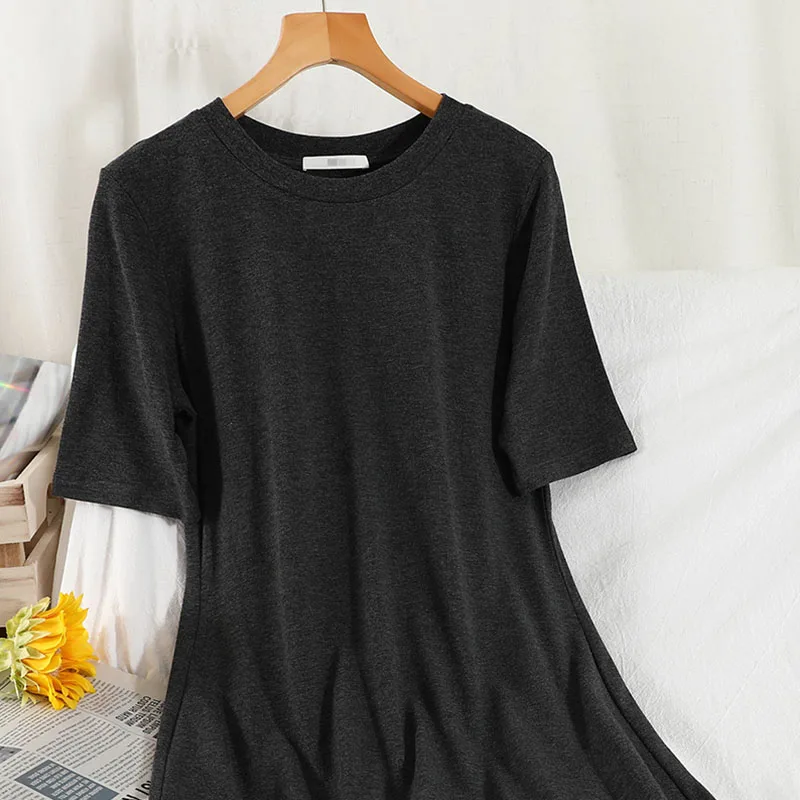 

LoveFlowerLife New Summer Vintage Solid Slim Lady Dress A Line O Neck Short Sexy High Waist Mid-Calf Women Dresses