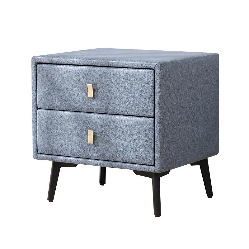 

Leather bedside table solid wood Nordic Technology cloth bedside table simple modern soft package bedside table