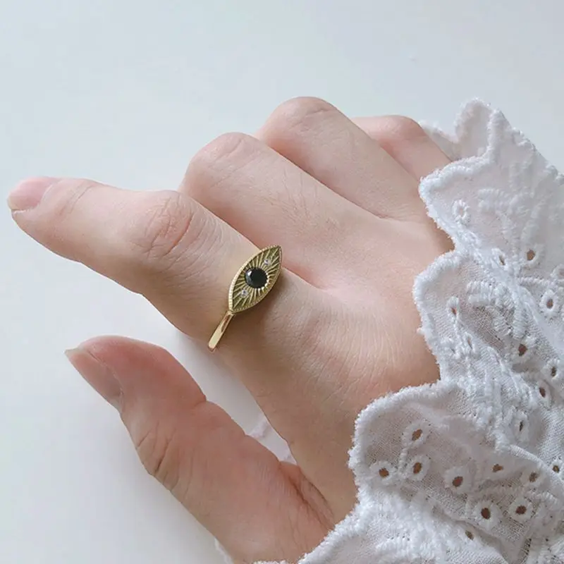 Женское кольцо из стерлингового серебра 925 пробы с черным цирконием в