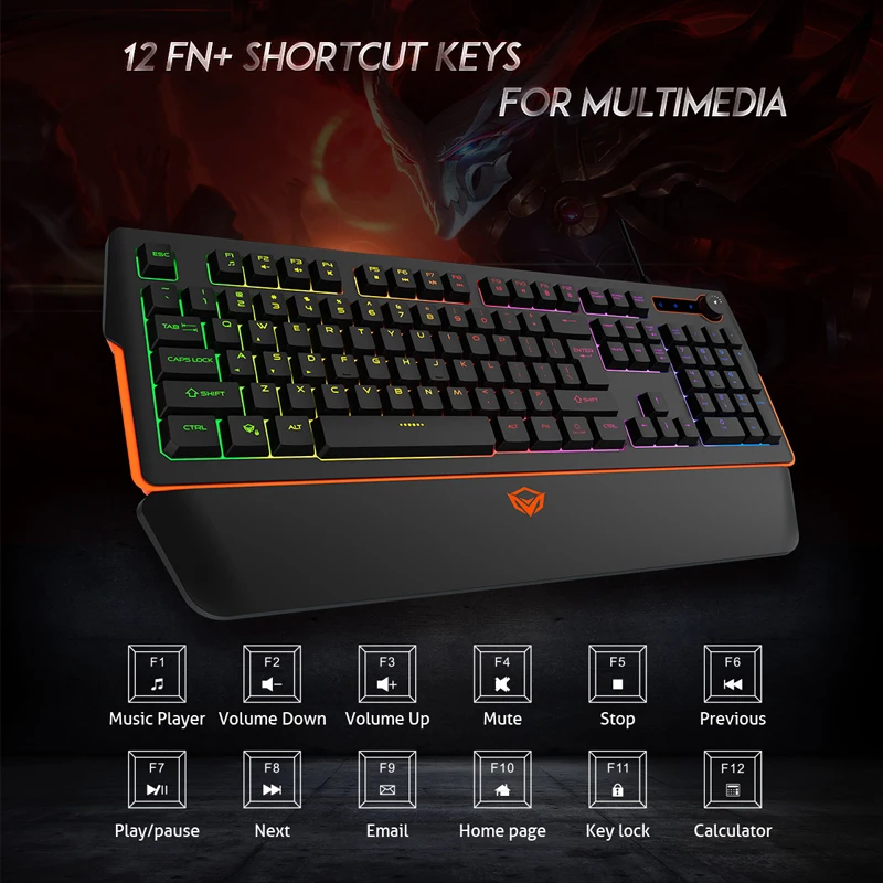 Keyboard RGB Mix Backlit Keyboard 104 Anti-ghosting Blue Red Switch for Game Laptop PC