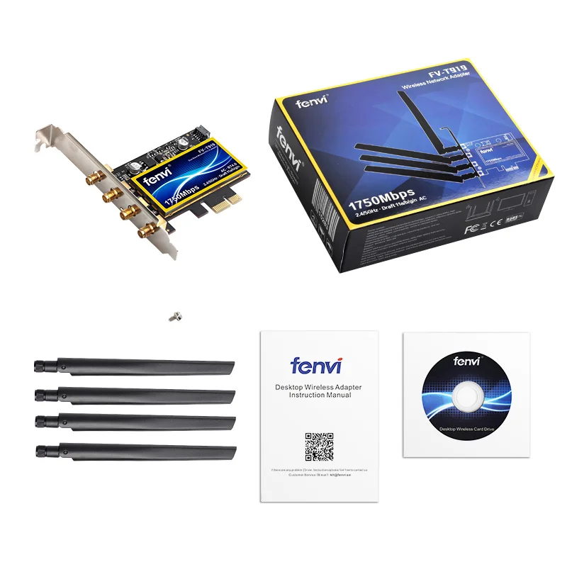 Двухдиапазонный 1750 Мбит/с FV-T919 BCM94360CD 802.11AC WIFI Настольный беспроводной адаптер PCI-E