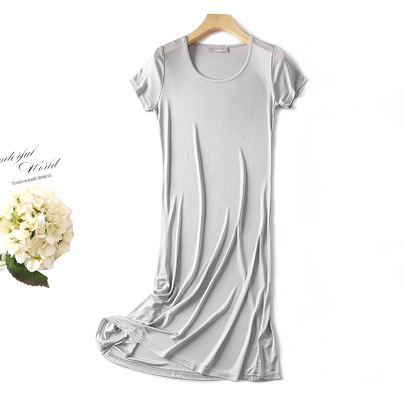 Ночная рубашка женская из 50% натурального шелка домашняя одежда с коротким