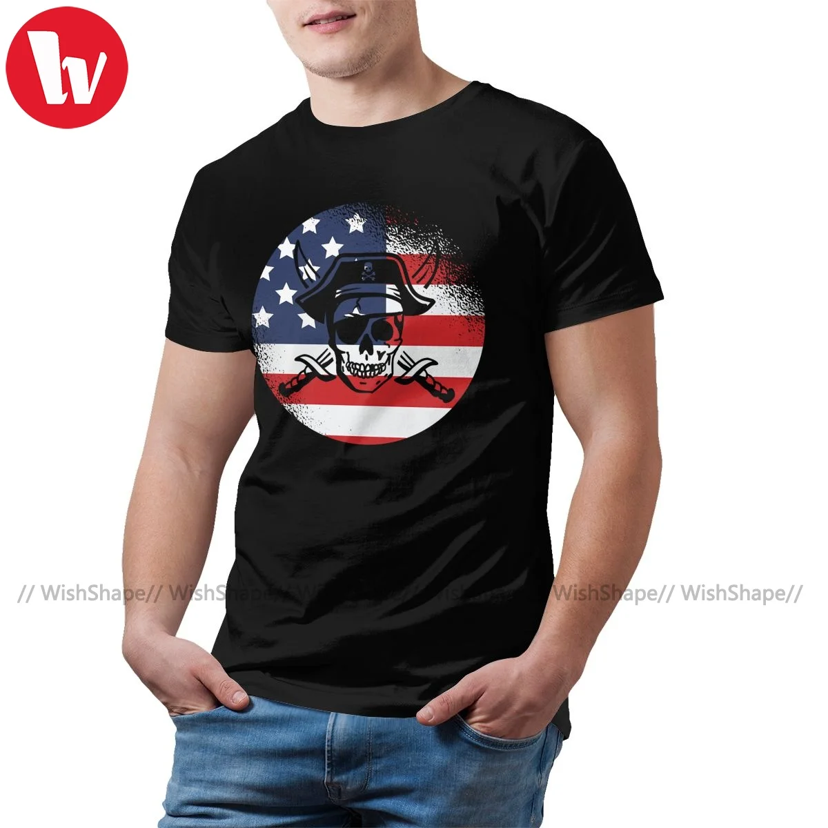 

Футболка с американским флагом, уличная одежда, футболка из 100 хлопка, классические футболки с коротким рукавом, Мужская черная футболка раз...