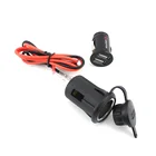 Портативный 12V автомобиль мотоцикл Dual USB адаптер для сигарет светильник er гнездо Мощность Plug без синий светодиодный светильник (черный)