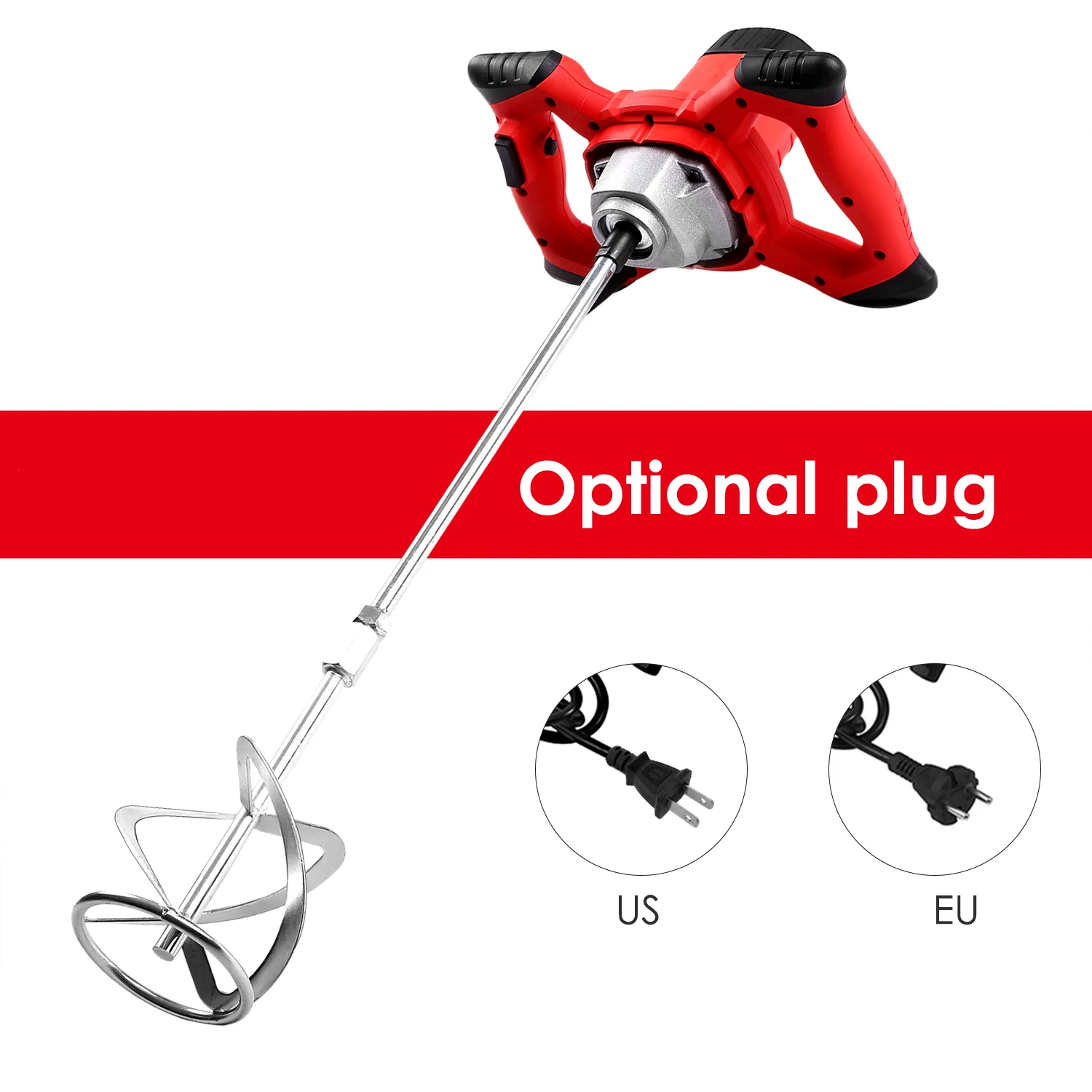 

2100W Electric Mixer Electric Cement Mixer Stirrer 6-Speed Handheld Concrete Mixer for Mortars Paint Mud Grout 800rpm EU Plug