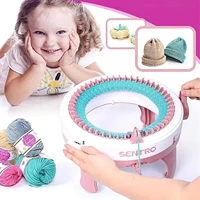 48 needle diy big hand knitting machine weaving loom knit for scarf children learning toy knitting tools threader sewing tool