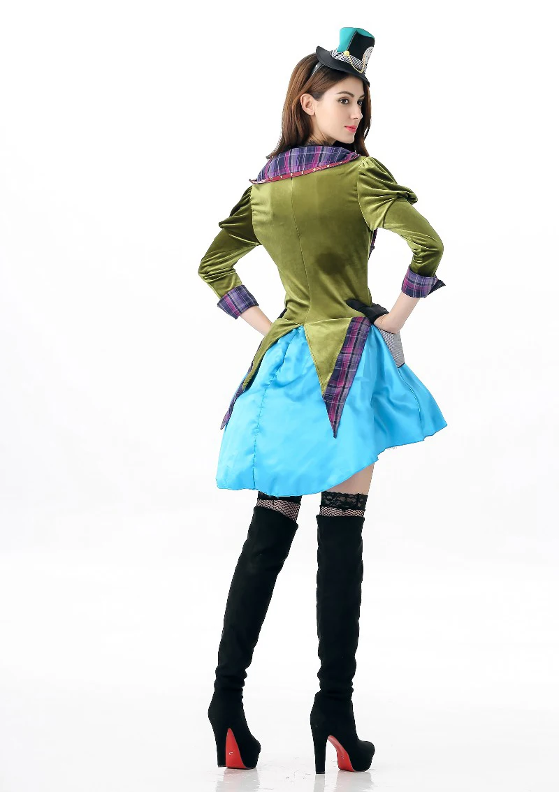 Женский сексуальный костюм принцессы Алисы Хеллоуина мини атласное платье