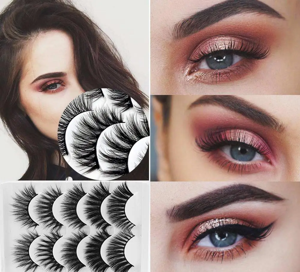 5 пар/компл. толстые длинные черные ресницы для женщин Поддельные 3D/5D натуральное