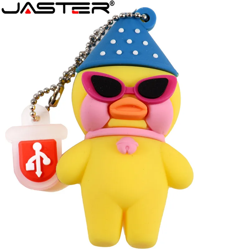 

JASTER Cartoon Yellow Hyaluronic Acid Duck USB Flash Drive Cafe Mimi 64GB 16GB 32GB 4GB USB2.0 Pendrive Memory Stick gift U disk