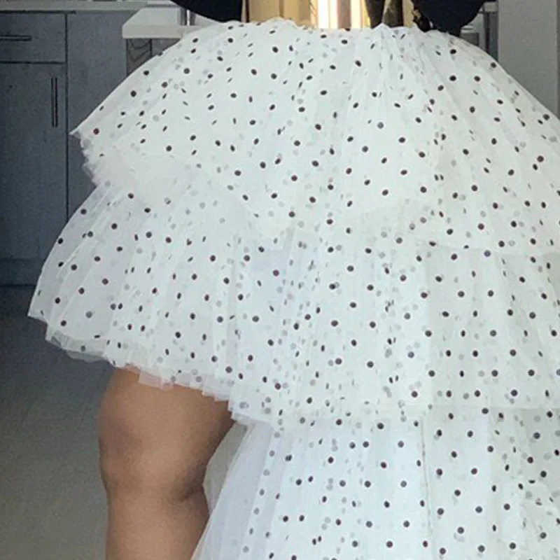 

2020 Women irregular Tulle Fashion Elastic High Waist Mesh Tutu Skirt Pleated Long Skirts Female Saias Faldas Jupe Femme