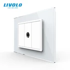 Компьютерная розетка Livolo, розетка из закаленного стекла, стандарт AUUS