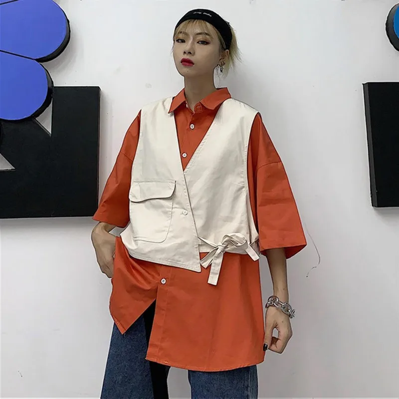 

Single preast Middle Sleeve Blouse Solid Color Turn down Collar Tops Shirts Causal Loose Women Girls New Clothes dropshiping