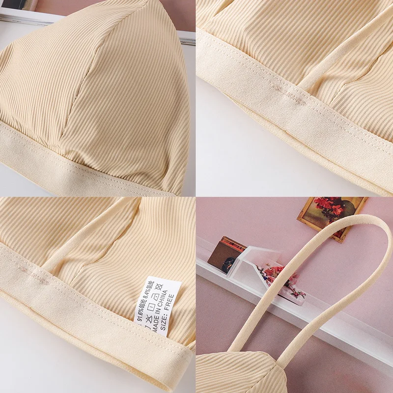 

Bras for Women Deep V Seamless Soft Sexy Lingerie Thin Strap Wireless Push Up Bra Backless Comfort Underwear Bralette Underwear