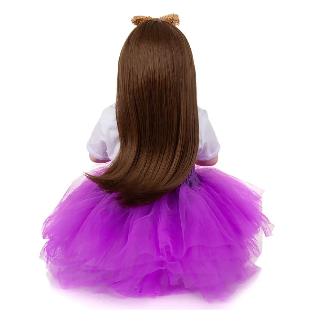 KEIUMI Silicone Baby Dolls Newborn 57 CM Lifelike Gril Toys Fashion Long Hair Boneca Bebe Reborn For Children Xmas Holiday Gifts | Игрушки и