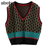 vintage loose pullover female vest 2020 new v neck fashion knit tank tops sleeveless sweater women casual sweater vest crop tops