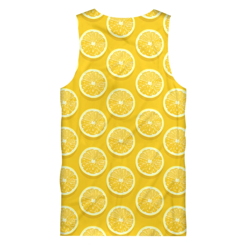 CJLM 3D Fruit lemon Yellow Men's Tank Top Printed Fresh Theme Man Unisex Large Size Casual | Мужская одежда