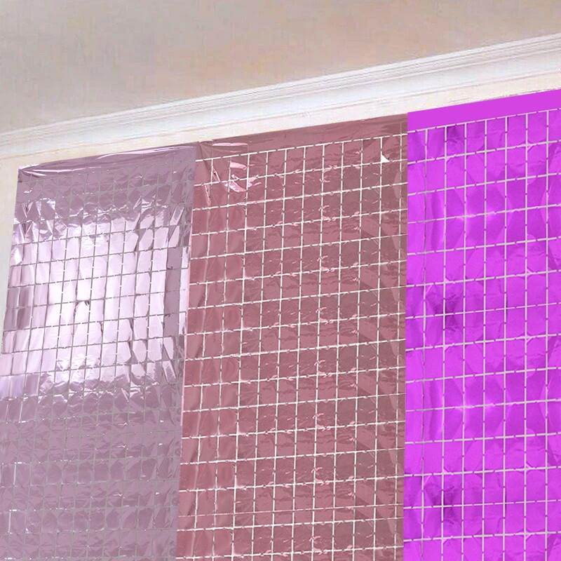 

2m Length Square Foil Fringe Curtain Tinsel Door Window Curtain Bachelorette Backdrop Wedding Party Baby Shower Wall Background