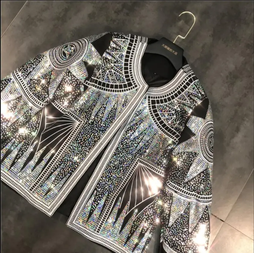 2019 Spring New Heavy Dazzling Brightly Star Abstract Sequins Embroidered Jacket Women's Streetwear Short Jackets Outwear | Женская
