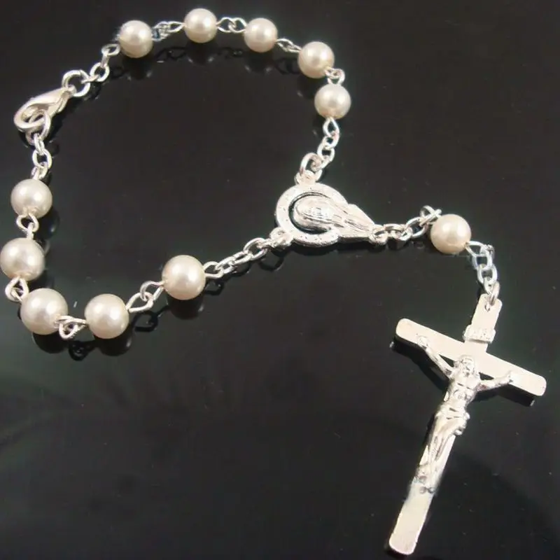 Браслет из стекла с жемчугом и крестом QIGO религиозные украшения | Украшения