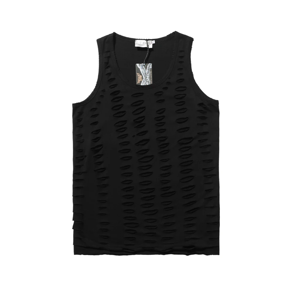 Женская футболка без рукавов забавная однотонная черная оверсайз с вырезами