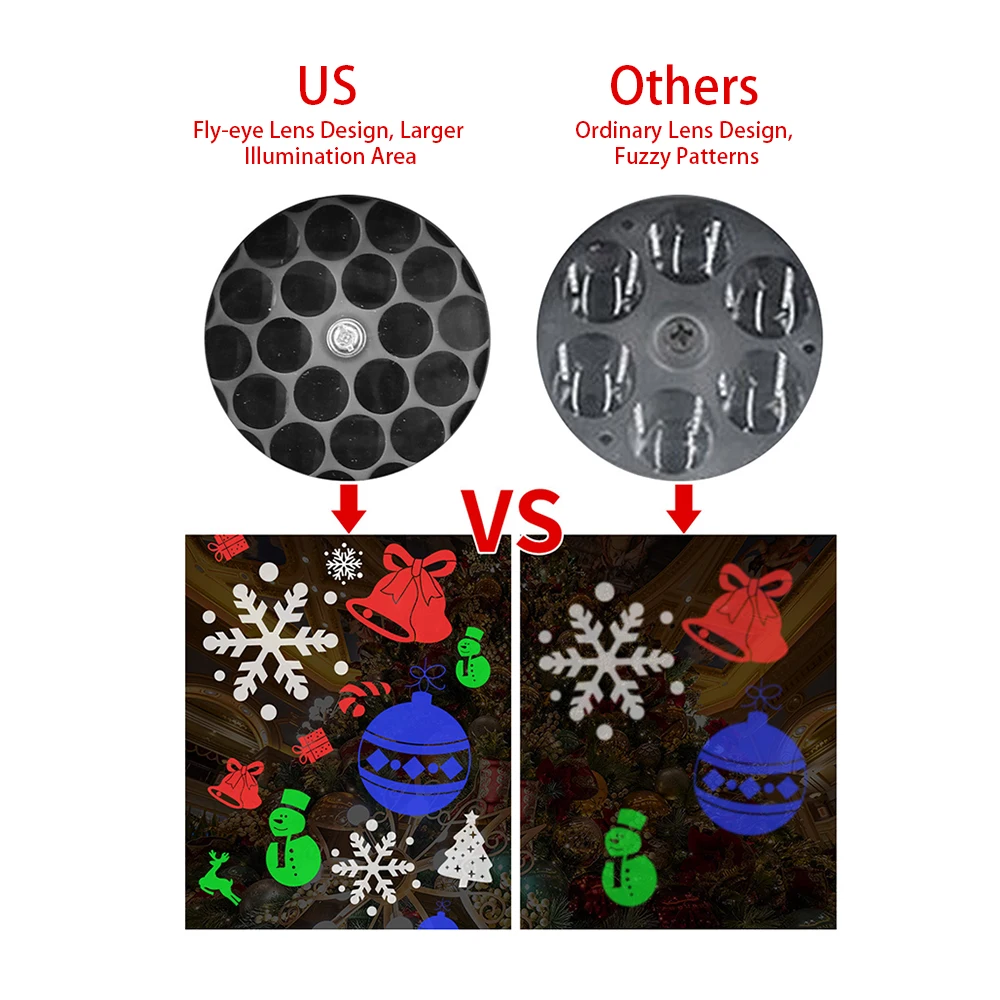 Светодиодный проектор с 12 узорами новогодний лазерный со снежинками