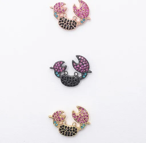

13*19mm crab crystal micro pave cz zircon cubic zirconia beads DIY necklace bracelet connectors accessories wrf23