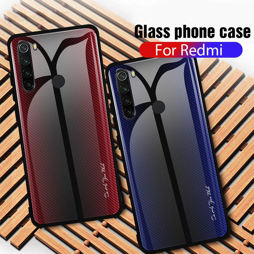 Чехол из закаленного стекла для Xiaomi Redmi Note 8, Ударопрочный Мягкий каркас, жесткая стеклянная задняя крышка для Xiaomi Redmi Note 8 Pro