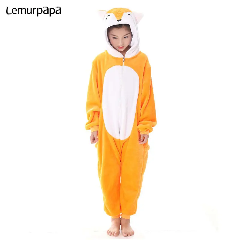 kids Animal Pajama Set Lion Fox Unicorn Kigurumis Zipper Onesie Children Boy Girl Costume Winter Warm Clothing Funny Cute Outfit | Детская
