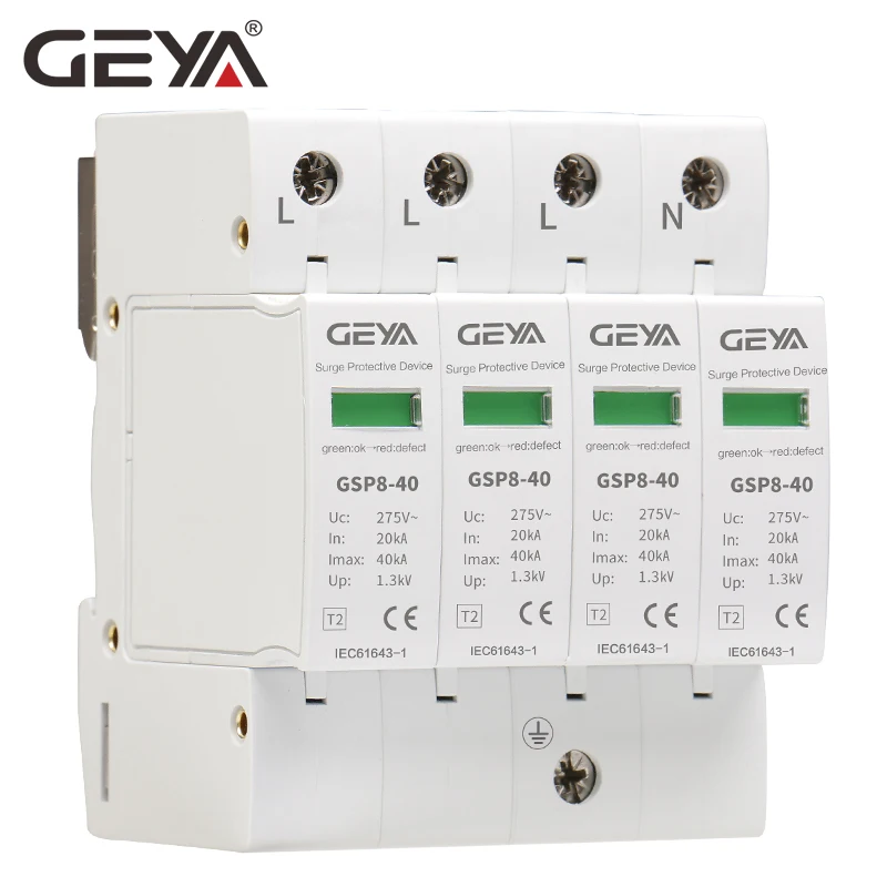 GEYA 3P + N AC сглаживатель перепадов напряжения Din Rail 4 полюсный автоматический AC275V 400V