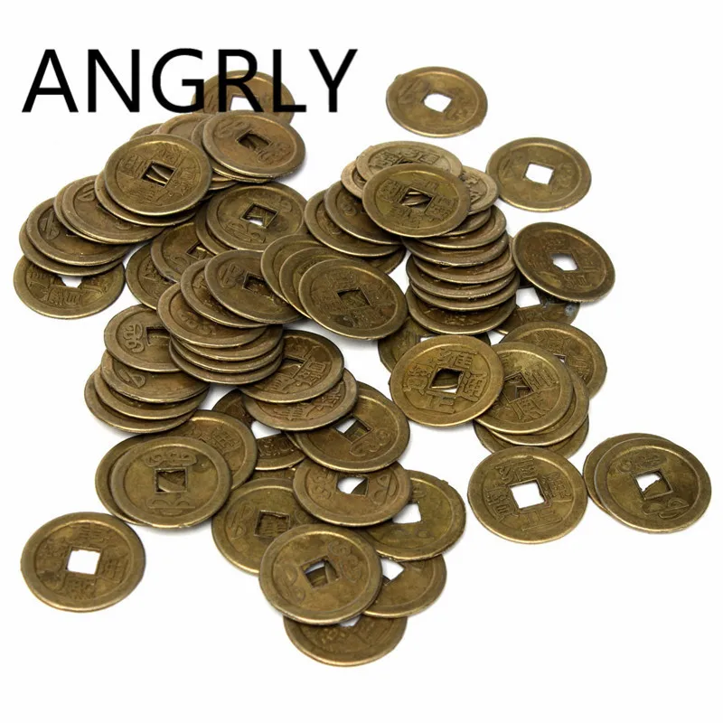 ANGRLY фэн шуй I ching монеты Фортуна латунь Китайский древний Lucky Coin хороший