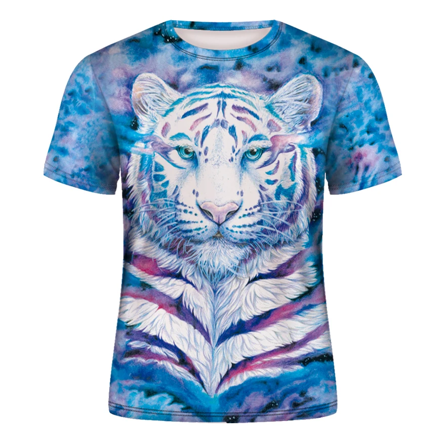 

2021 hot style men's T-shirt 3D printing animal domineering three-dimensional tiger T-shirt short sleeve funny design casual top