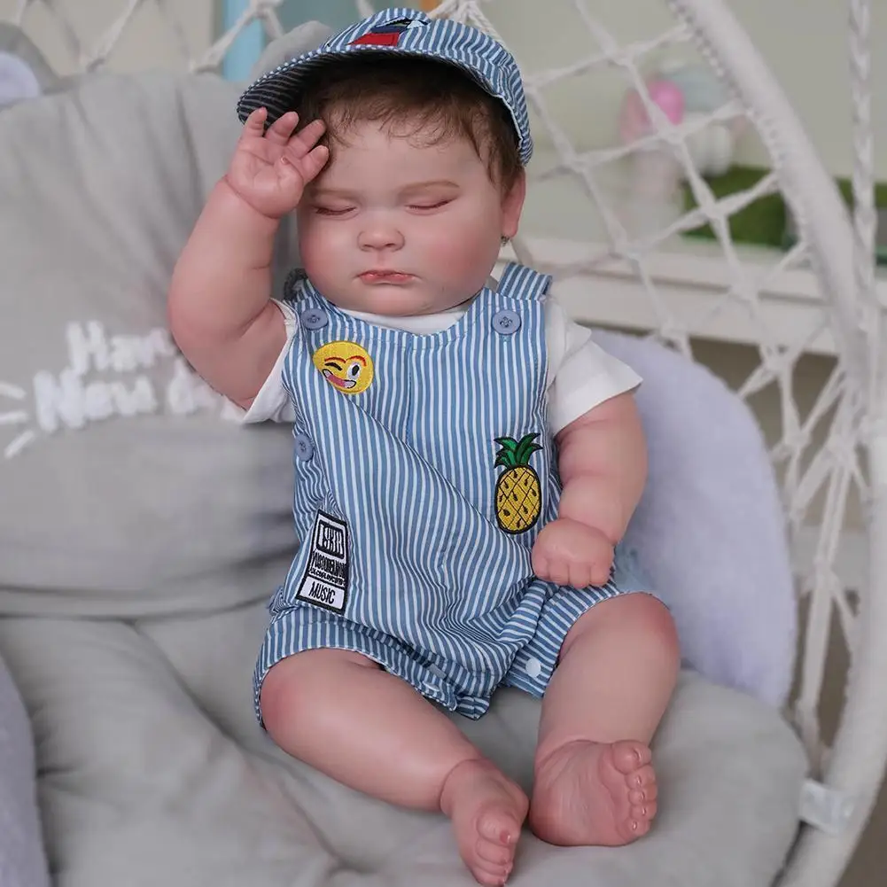 

Npk 20inches Reborn Kit Full Body Silicone Boy Sleeping Rooted Hair Hand Painted High-quality Handmade For G T4r7