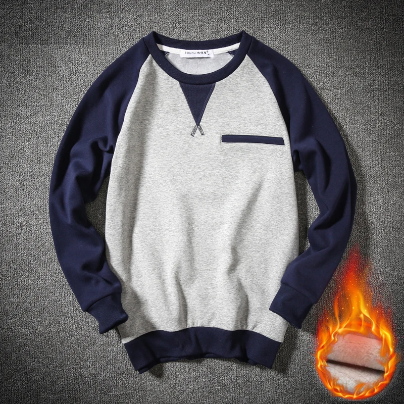 E-BAIHUI men autumn warm sweatshirts with pocket casual fashion cotton fleece Thicken hoodies long sleeve man JR007 | Мужская одежда